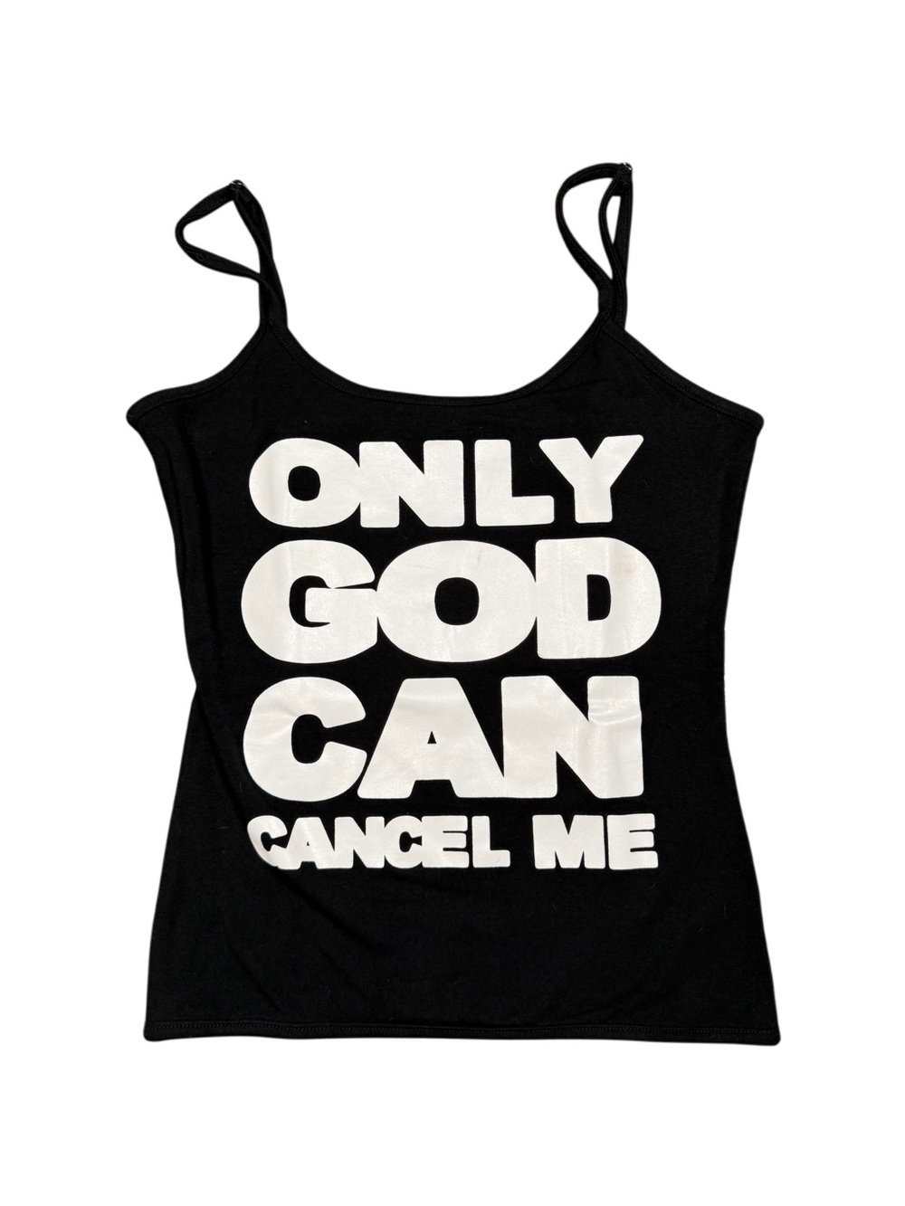 Omighty Black Graphic Spaghetti Strap Tank Top - Only God Can Cancel Me
